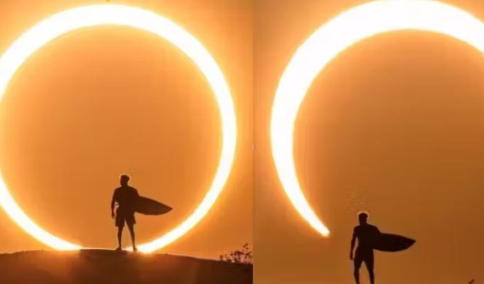 Surfista brasileiro tira fotos incríveis durante o eclipse veja